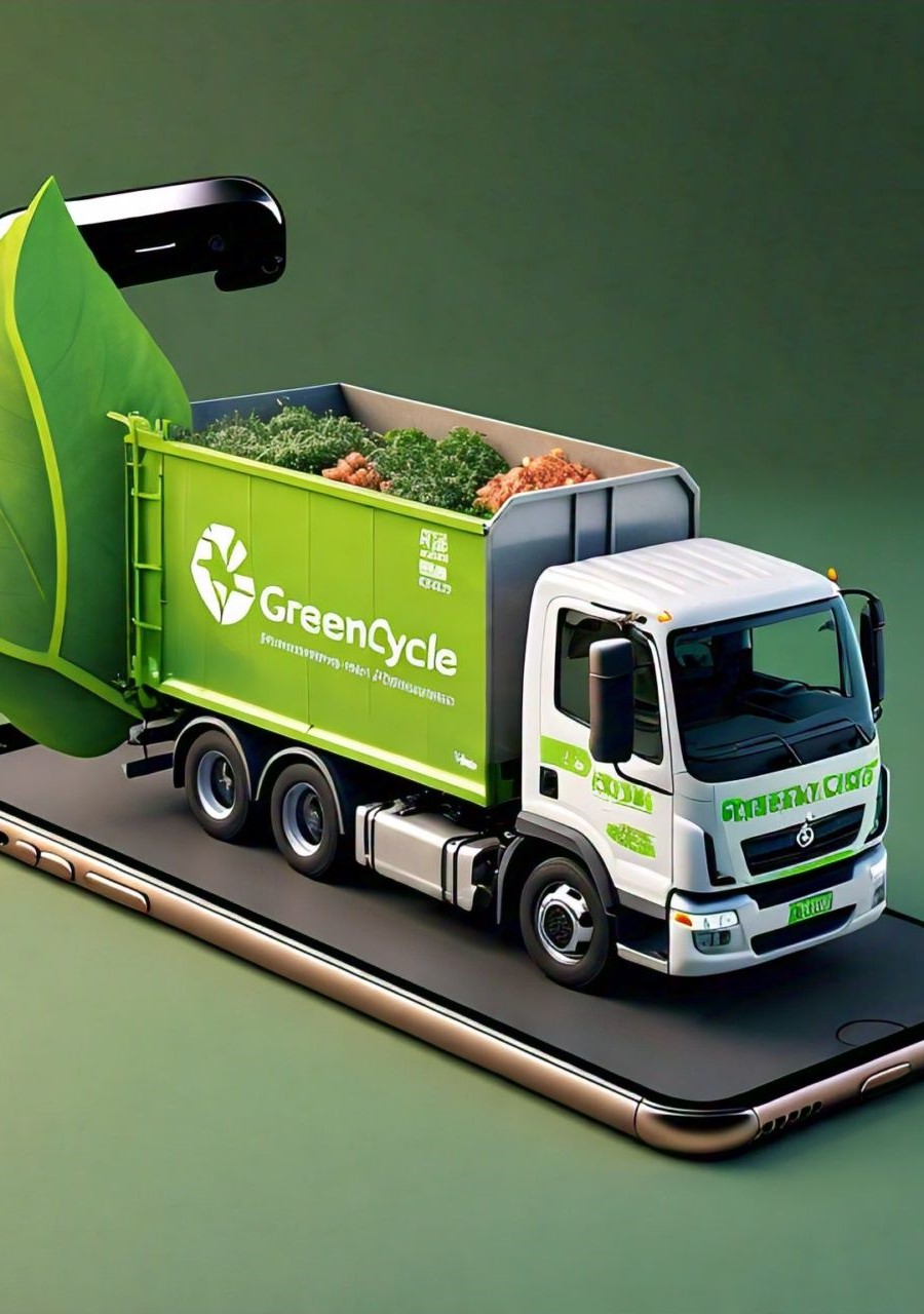 image of greencycle truck for collecting waste
